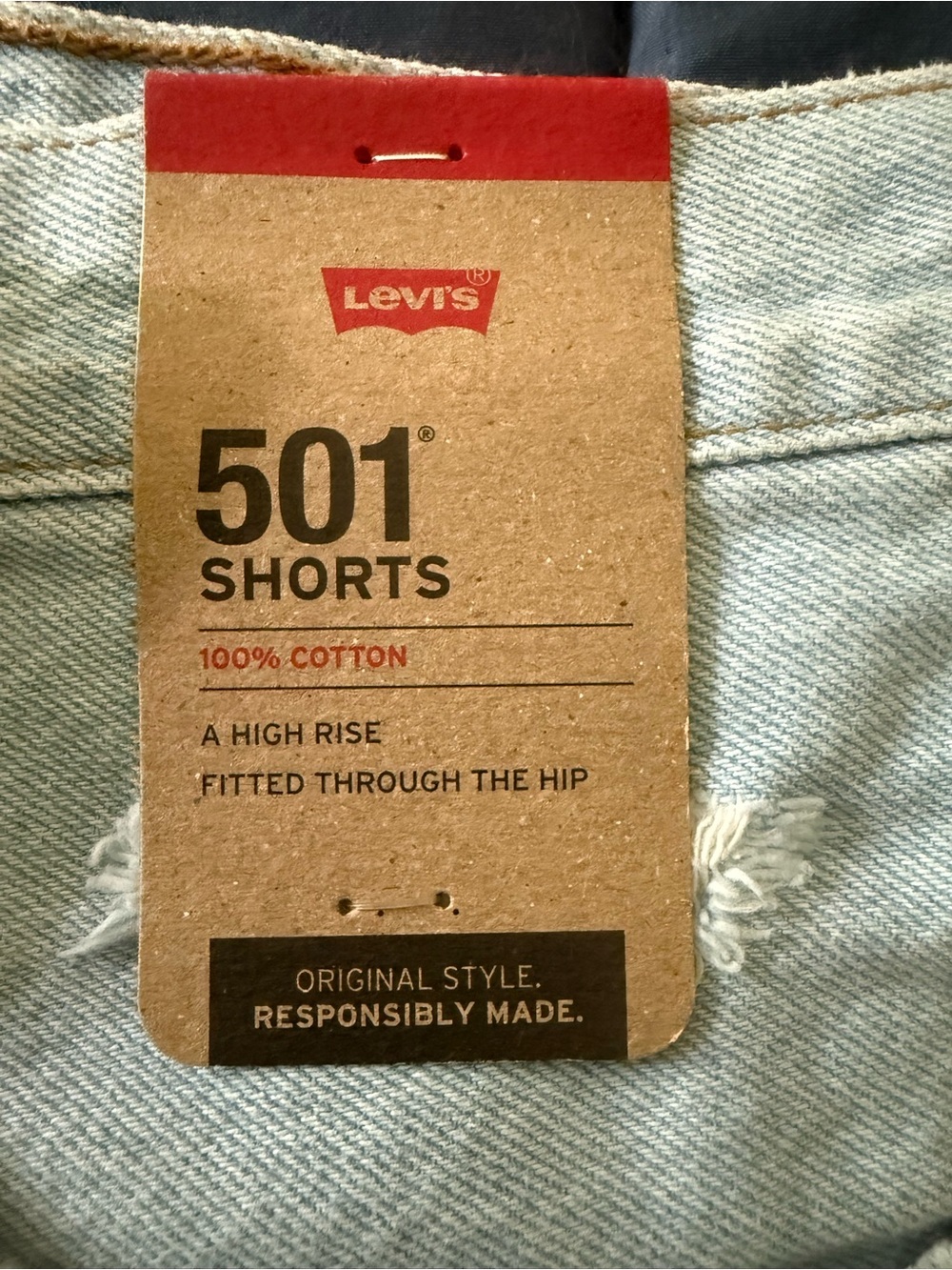 Levi's Light Blue Distressed High-Rise Jean Shorts - Picture 4 of 7